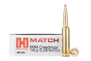 Hornady match 6mm creedmoor ammo is loaded with a 108gr eld bullet